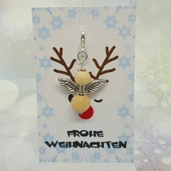Schutzengel Holzperlen silber gold perlmutt natur mit Karabiner – Geschenk & Anhänger