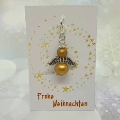 Schutzengel Holzperlen silber gold perlmutt natur mit Karabiner – Geschenk & Anhänger