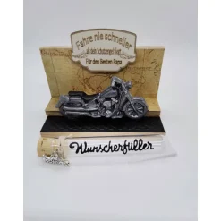 Schutzengel Motorrad – Personalisiertes Geldgeschenk & Aufsteller für Biker aus Holz