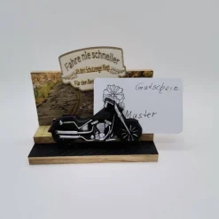 Schutzengel Motorrad – Personalisiertes Geldgeschenk & Aufsteller für Biker aus Holz