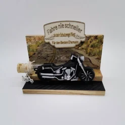 Schutzengel Motorrad – Personalisiertes Geldgeschenk & Aufsteller für Biker aus Holz