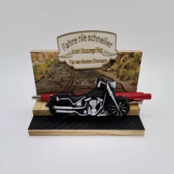 Schutzengel Motorrad – Personalisiertes Geldgeschenk & Aufsteller für Biker aus Holz