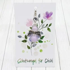 Schutzengel silberfarben lila – Glücksbringer & Geschenk mit Acrylperlen