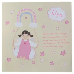 Schutzengelbild Schutzengel Bild mit Regenbogen Taufgeschenk  Geburt