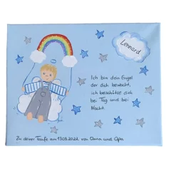 Schutzengelbild Schutzengel Bild mit Regenbogen zur Taufgeschenk Geburt