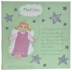 Schutzengelbild Schutzengel Bild für Mädchen zur Taufe Geburt