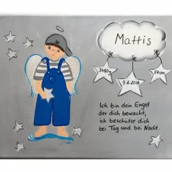 Schutzengelbild Schutzengel Bild für Jungen zur Taufe Geburt