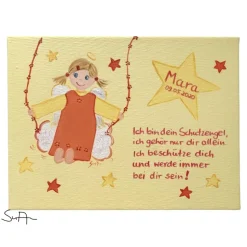 Schutzengelbild Schutzengel Bild für Mädchen zur Taufe Geburt