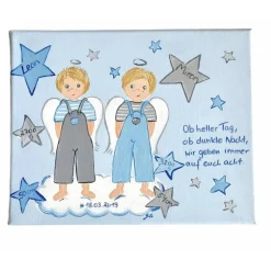 Schutzengelbild Schutzengel Bild für Zwillinge/Geschwister zur Taufe Geburt