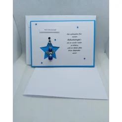 Schutzengelkarte in blau, Karte mit abnehmbaren Schutzengel + Spruch