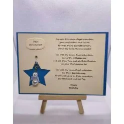 Schutzengelkarte, Karte mit abnehmbaren Schutzengel, Zum Geburtstag