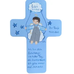 Schutzengelkreuz für Jungs Taufkreuz, Kinderkreuz Geschenk zur Taufe / Geburt