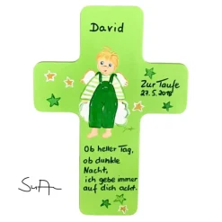 Schutzengelkreuz für Jungs Taufkreuz, Kinderkreuz Geschenk zur Taufe / Geburt