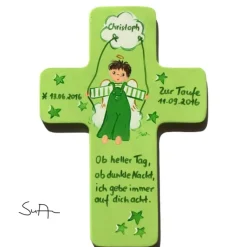 Schutzengelkreuz für Jungs Taufkreuz, Kinderkreuz Geschenk zur Taufe / Geburt