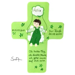 Schutzengelkreuz für Jungs Taufkreuz, Kinderkreuz Geschenk zur Taufe / Geburt