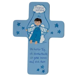 Schutzengelkreuz für Jungs Taufkreuz, Kinderkreuz Geschenk zur Taufe / Geburt