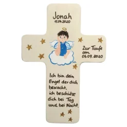 Schutzengelkreuz für Jungs Taufkreuz, Kinderkreuz Geschenk zur Taufe / Geburt