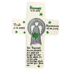 Schutzengelkreuz für JungsTaufkreuz, Kinderkreuz Geschenk zur Taufe / Geburt/Kommunion
