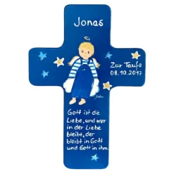 Schutzengelkreuz für Jungs Taufkreuz, Kinderkreuz Geschenk zur Taufe / Geburt