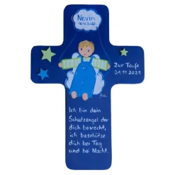 Schutzengelkreuz für Jungs Taufkreuz, Kinderkreuz Geschenk zur Taufe / Geburt