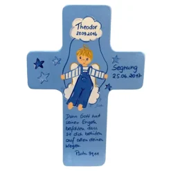 Schutzengelkreuz für Jungs Taufkreuz, Kinderkreuz Geschenk zur Taufe / Geburt
