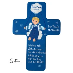 Schutzengelkreuz für Jungs Taufkreuz, Kinderkreuz Geschenk zur Taufe / Geburt