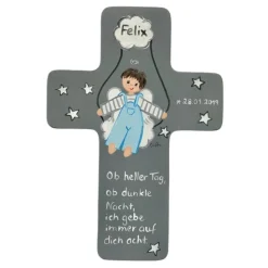 Schutzengelkreuz für Jungs Taufkreuz, Kinderkreuz Geschenk zur Taufe / Geburt