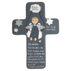 Schutzengelkreuz für Jungs Taufkreuz, Kinderkreuz Geschenk zur Taufe / Geburt
