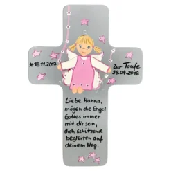 Schutzengelkreuz für Mädchen Taufkreuz, Kinderkreuz Geschenk zur Taufe / Geburt
