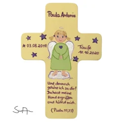 Schutzengelkreuz für Mädchen Taufkreuz, Kinderkreuz Geschenk zur Taufe / Geburt