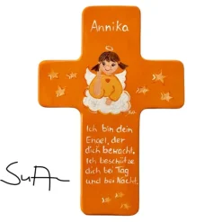 Schutzengelkreuz für Mädchen Taufkreuz, Kinderkreuz Geschenk zur Taufe / Geburt