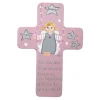 Schutzengelkreuz für Mädchen Taufkreuz Kinderkreuz , altrosa,grau , Geschenk zur Taufe / Geburt