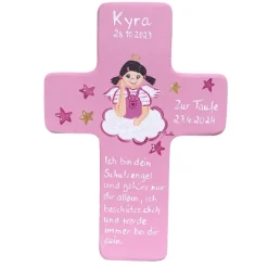 Schutzengelkreuz für Mädchen Taufkreuz, Kinderkreuz Geschenk zur Taufe / Geburt