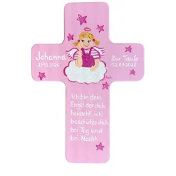 Schutzengelkreuz für Mädchen Taufkreuz, Kinderkreuz Geschenk zur Taufe / Geburt