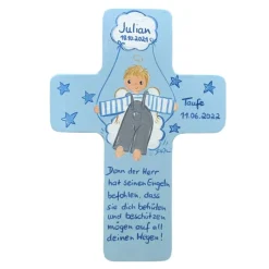 Schutzengelkreuz Junge Taufkreuz, Kinderkreuz Geschenk zur Taufe / Geburt