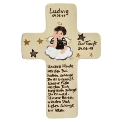 Schutzengelkreuz Junge Taufkreuz, Kinderkreuz Geschenk zur Taufe / Geburt