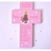 Schutzengelkreuz Mädchen – Handbemaltes Taufkreuz aus Holz als Taufgeschenk & Geburt