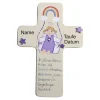 Schutzengelkreuz Mädchen  mit Regenbogen Taufkreuz, Kinderkreuz Geschenk zur Taufe / Geburt