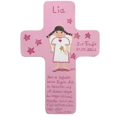 Schutzengelkreuz Mädchen Taufkreuz, Kinderkreuz Geschenk zur Taufe / Geburt