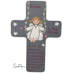 Schutzengelkreuz  Mädchen Taufkreuz, Kinderkreuz Geschenk zur Taufe / Geburt