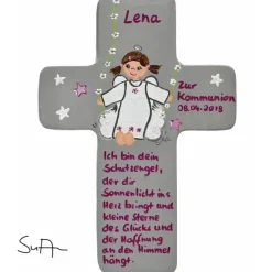 Schutzengelkreuz  Mädchen Taufkreuz, Kinderkreuz Geschenk zur Taufe / Geburt