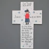 Schutzengelkreuz Taufgeschenk Junge – Personalisiertes Holzkreuz 22 x 14 cm handbemalt
