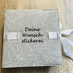 Schutzumschlag WUNSCHBESTICKUNG Gästebuch Fotoalbum Wollfilz personalisierbar