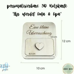 Schwangerschaft verkünden Holzkarte mit Überraschungseffekt Wir bekommen ein Baby, personalisiert Baby verkünden