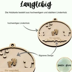 Schwangerschaft verkünden Christbaumkugel aus Holz in 3D Optik Ihr werdet Oma & Opa, Baby verkünden