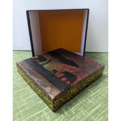 Schwarzes Geschenkschachtel - Set 3teilig, mit afrikanischen Serviettenmotiven