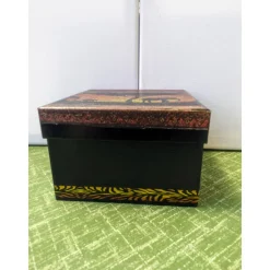 Schwarzes Geschenkschachtel - Set 3teilig, mit afrikanischen Serviettenmotiven