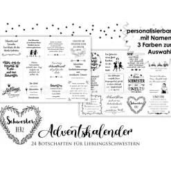 SCHWESTER Adventskalender illustriert Zitate Sprüche witzig Papier oder digital Adventskalender Geschenk Adventkalender
