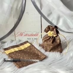 Säckchen handgemacht Weihnachtsverpackung Sterne Geschenktüte wieder verwendbar Wunschname