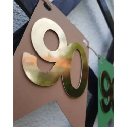 Sehr edle Girlande zum 90. Geburtstag / Jubiläum in Beige, Grün und Gold